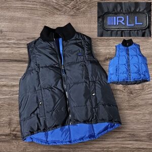 Ralph Lauren RL Puffer Down Vest Jacket REVERSIBLE Blue/Black Insulated Womens L